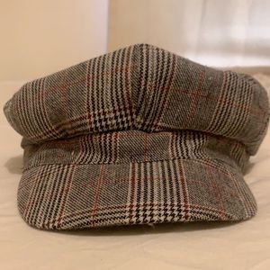 Conductor style plaid hat